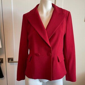 Judith & Charles Classic Double Breasted Notch Collar Wool Blazer Red Sz 12